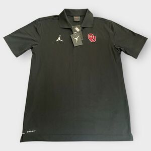 Nike Jordan Oklahoma Sooners Black Varsity Short Sleeve Polo Mens size Medium